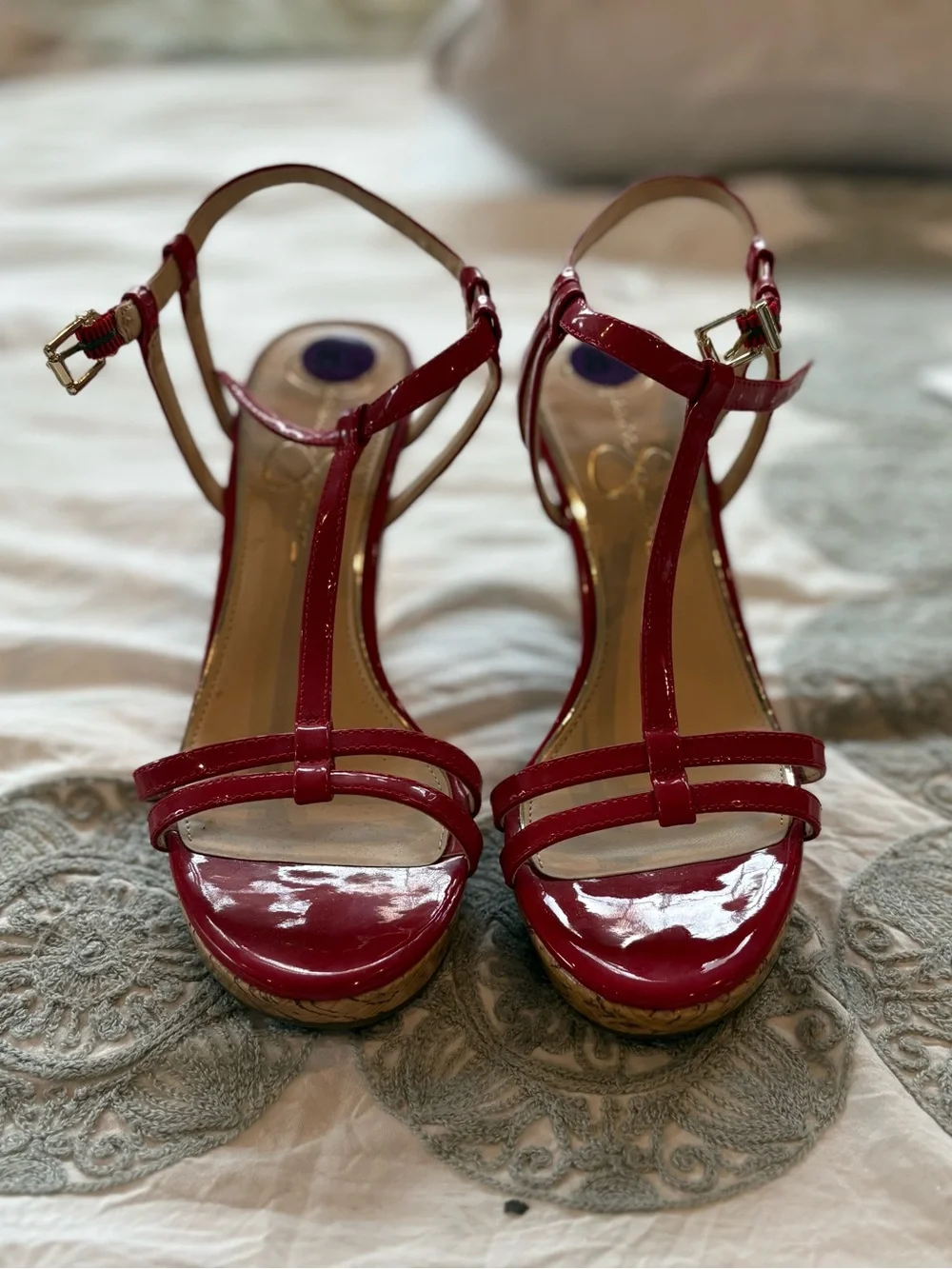 Jessica Simpson Red Wedge Sandals - Picture 2 of 5
